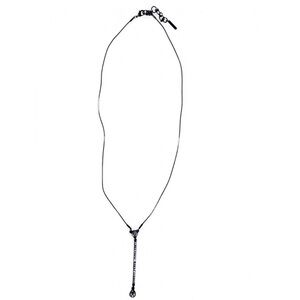 Nine West Jet Black Vertical 3” Pendant Necklace Adjustable 22.5” - 25” long